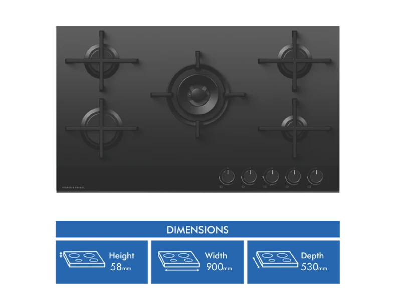 Fisher & Paykel 90cm Series 9 5 Burner Gas Cooktop, LPG