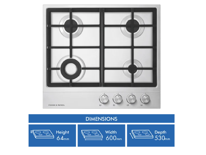 Fisher & Paykel 60cm Series 7 4 Burner Gas Cooktop, Natural Gas