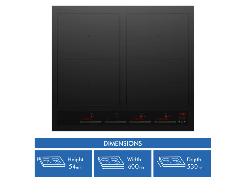 Fisher & Paykel Series 7 60cm 4 Zone Induction Cooktop with Smart Zones, Black