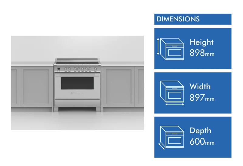 Fisher & Paykel 90cm Series 9 Classic 5 Zone Induction Pyrolytic Cooker, 2 SmartZones