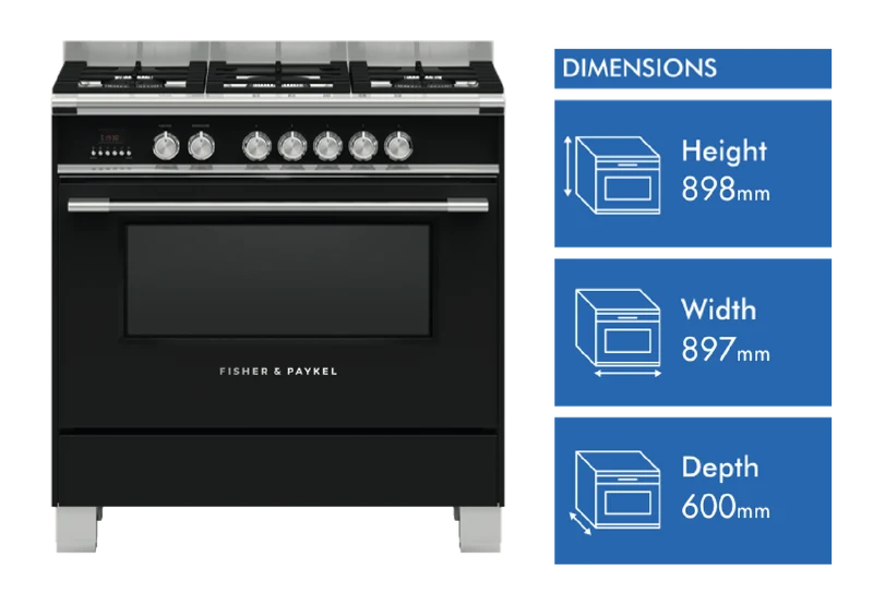 Fisher & Paykel 90cm Series 7 Classic 5 Burner Dual Fuel Cooker