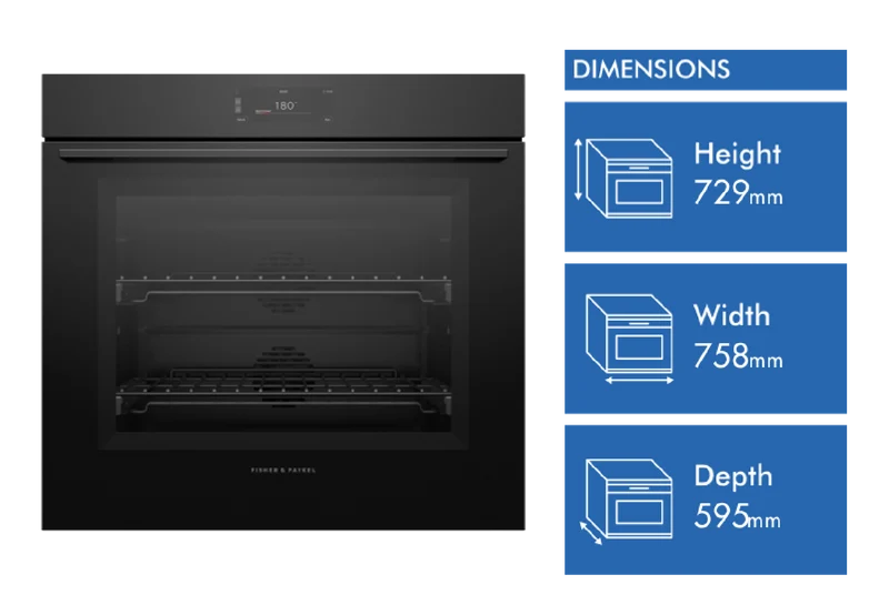 Fisher & Paykel Series 9 Minimal 76cm Pyrolytic Oven, Black Glass