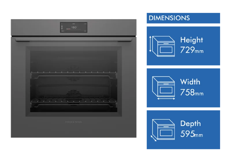 Fisher & Paykel Series 9 Minimal 76cm Pyrolytic Oven, Grey Glass