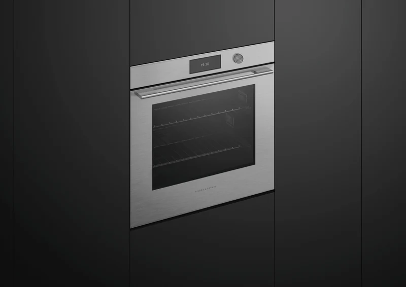 Fisher & Paykel Series 9 Contemporary 76cm Pyrolytic Oven, Brushed Silver Glass