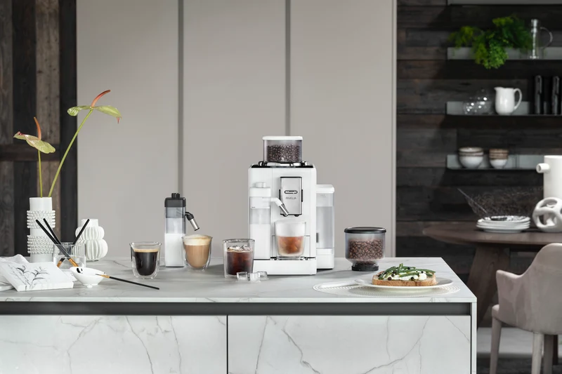 DeLonghi Rivelia Fully Automatic Coffee Machine Arctic White