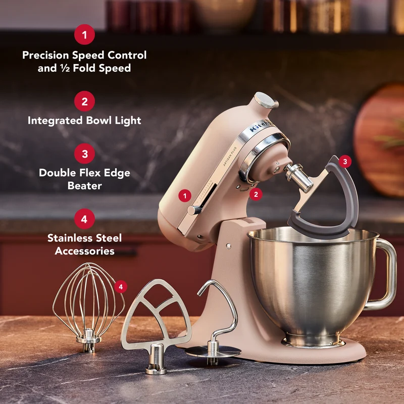 KitchenAid Artisan Plus Tilt Head Stand Mixer Feather Pink