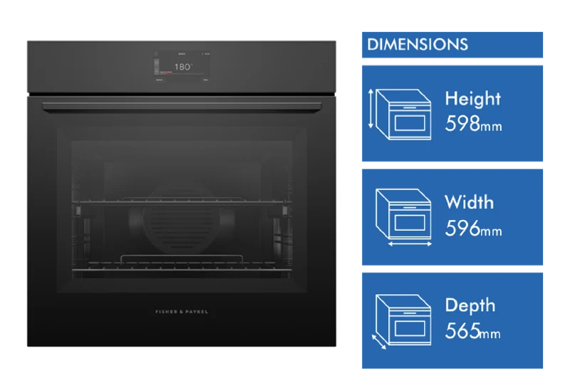 Fisher & Paykel 60cm Series 7, Minimal Pyrolytic Oven, Black Glass