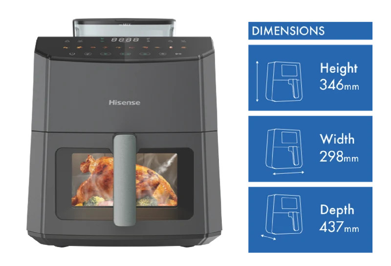 Hisense 7 Litre 3-in-1 Steam Air Fryer Black