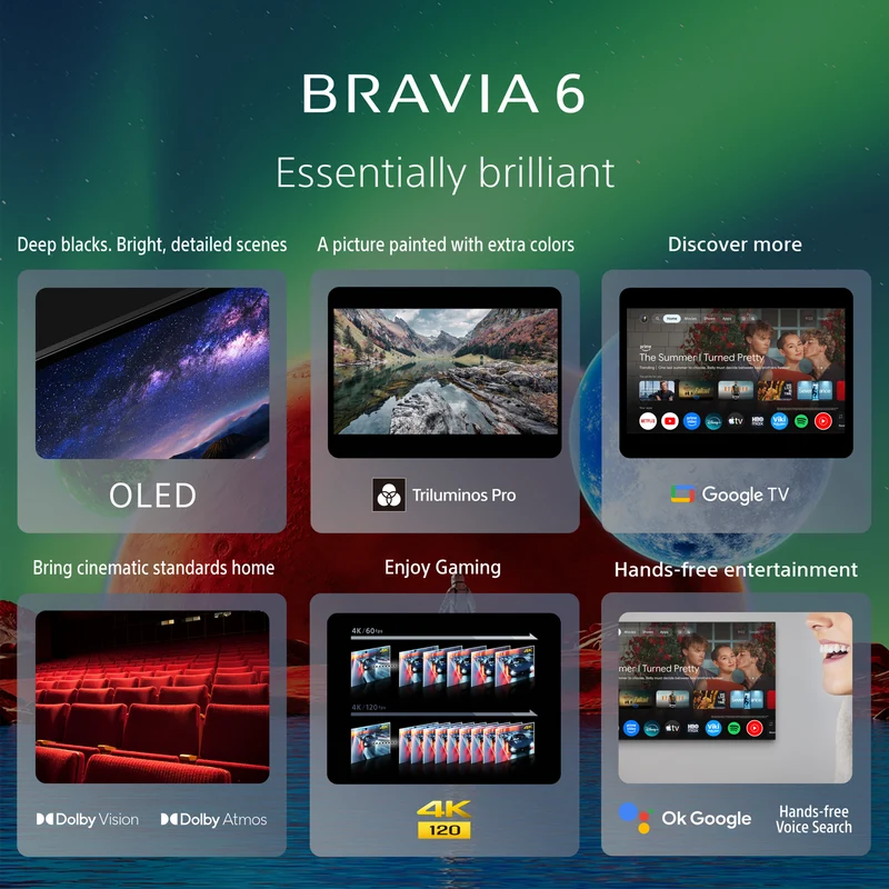 Sony 55" BRAVIA 6 OLED 4K HDR Google TV with Gemini