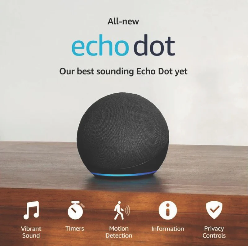Amazon Echo Dot Smart Speaker with Alexa (Gen 5) - Glacier White