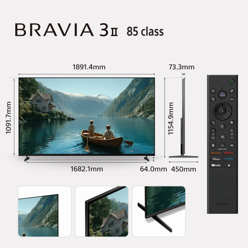 Sony 85" BRAVIA 3 II 4K HDR AI Google TV with Gemini 2026
