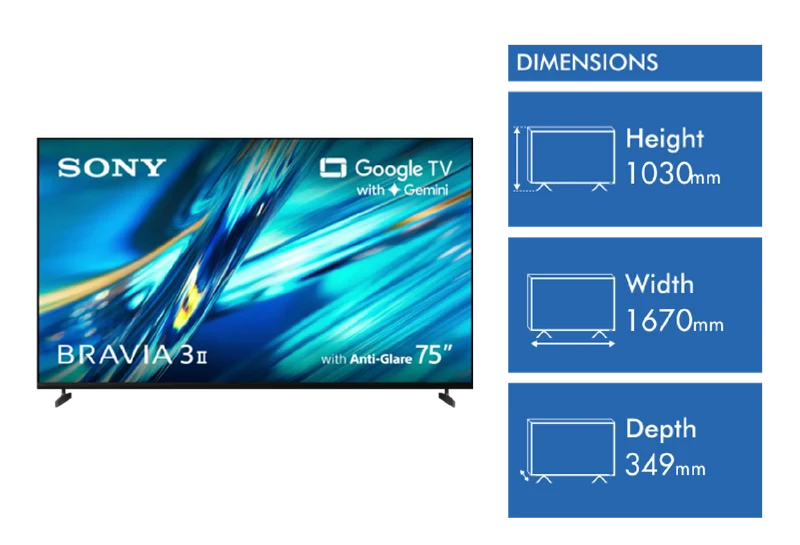 Sony 75" BRAVIA 3 II 4K HDR AI Google TV with Gemini 2026