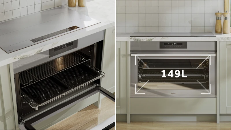 Haier 500 Series 90cm Electric Oven, 16 Functions, AIrfry, Steam Assist, Grey