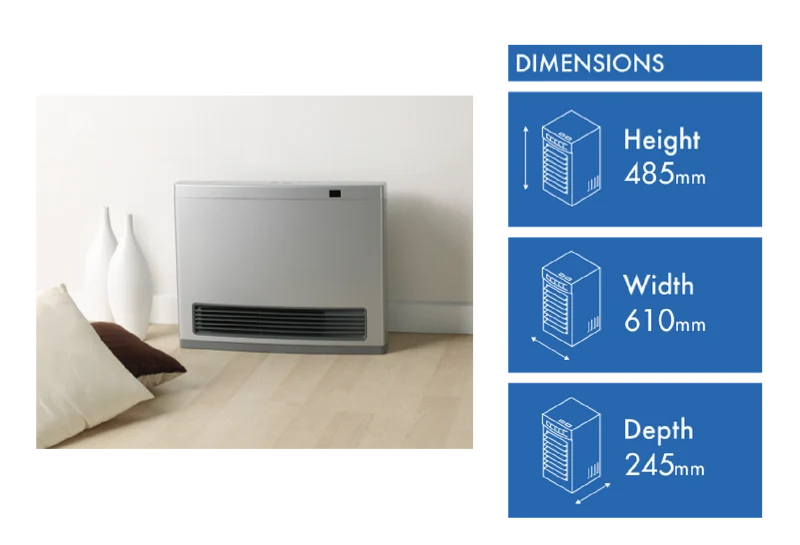 Rinnai Avenger 25MJ NG Unflued Convector Heater - Silver