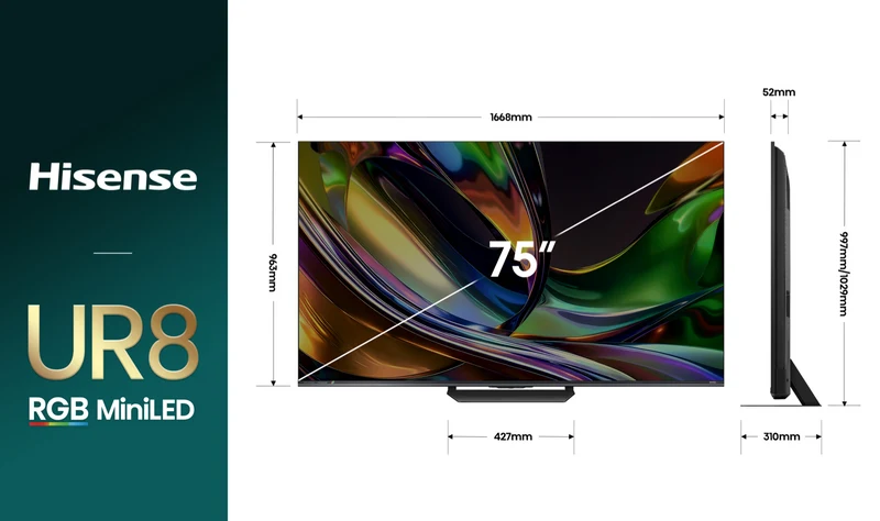 Hisense 75'' UR8SAU 4K RGB MiniLED 180Hz Smart AI TV 2026