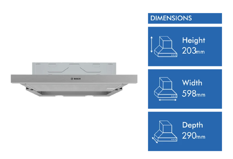 Bosch Series 2 60cm Slideout Rangehood, Silver Metallic