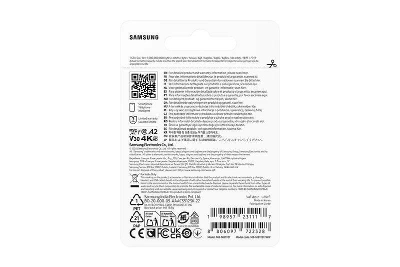 Samsung 1TB T7 Micro SD Memory Card UHS-1 / Class 10