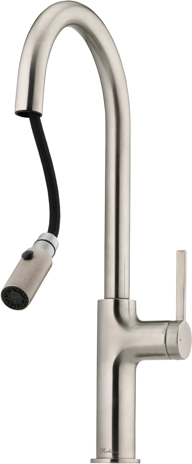 Oliveri Vilo Goose Neck Pull Out Spray Mixer, Brushed Nickel