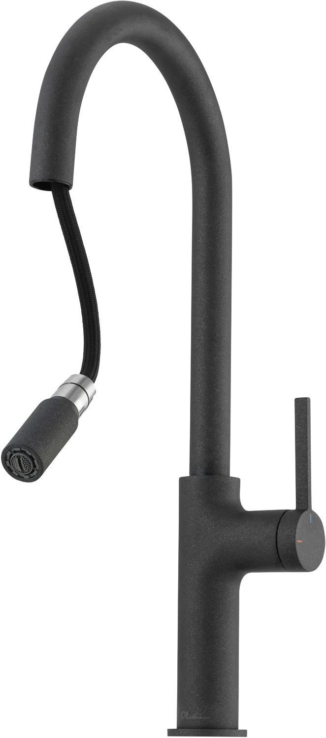 Oliveri Vilo Goose Neck Pull Out Mixer, Black Granite