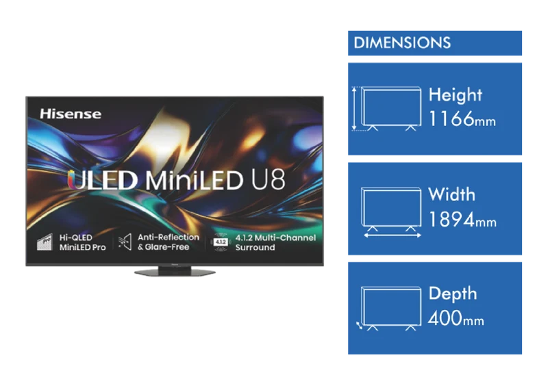 Hisense 85" U85AU 4K ULED MiniLED Hi-QLED 165Hz Smart AI TV 2026