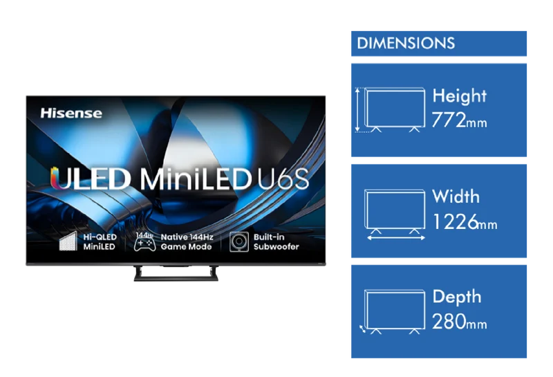 Hisense 55" U6SAU 4K ULED MiniLED Hi-QLED 144Hz Smart AI TV 2026