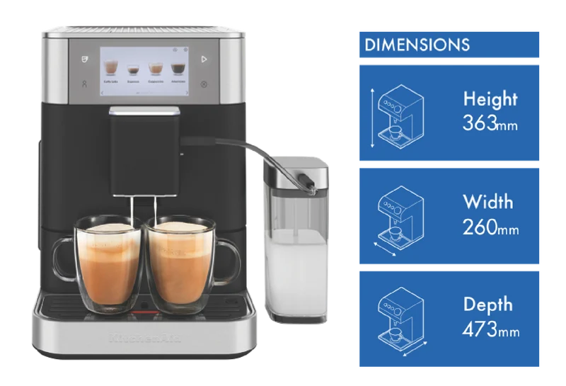 KitchenAid Fully Automatic Espresso Machine With Milk Container Cast Iron Black
