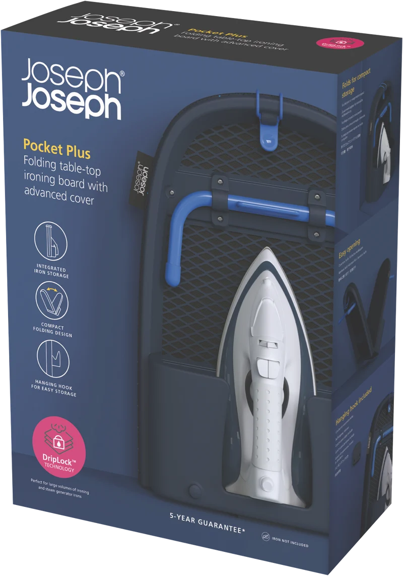 Joseph Joseph Pocket Plus Folding Ironing Board with Advanced Cover Blue