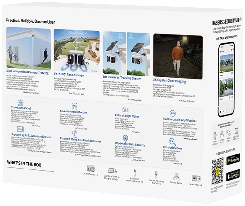Baseus X1 Pro 3K Dual Lens Solar-Powered Security Camera
