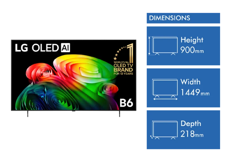 LG 65" OLED AI B6 4K Smart TV 2026