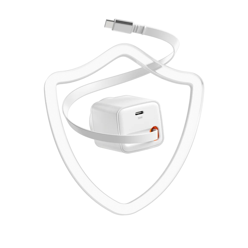 Cygnett Powerplus 30W Wall Charger with 80cm Retractable USB-C Cable Wall Charger