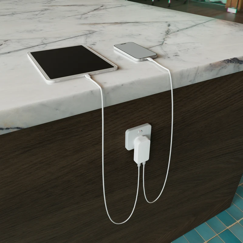Cygnett Dual USB-C Slim Wall Charger 65W AU - White