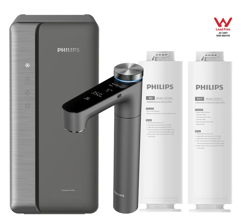 Philips Reverse Osmosis Purification Tap, Instant Chilled and Boiling Water, Volume and Temperature Control, Dark Grey