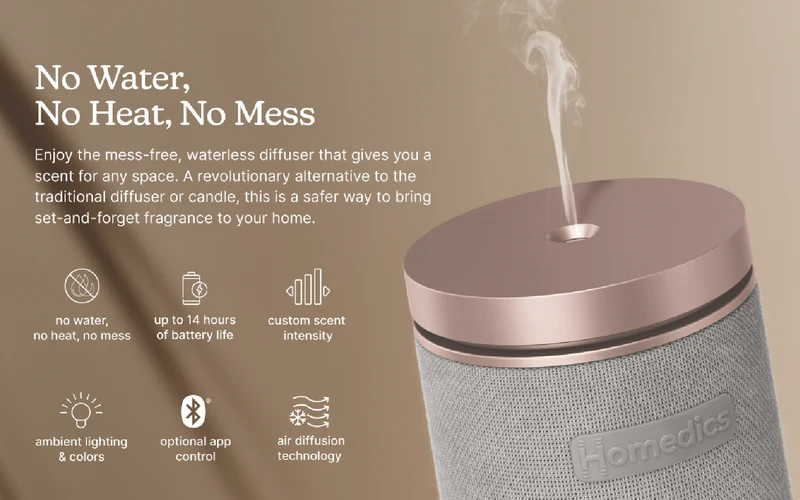 Homedics SereneScent Waterless & Wireless Diffuser Bundle