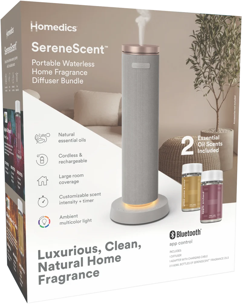 Homedics SereneScent Waterless & Wireless Diffuser Bundle
