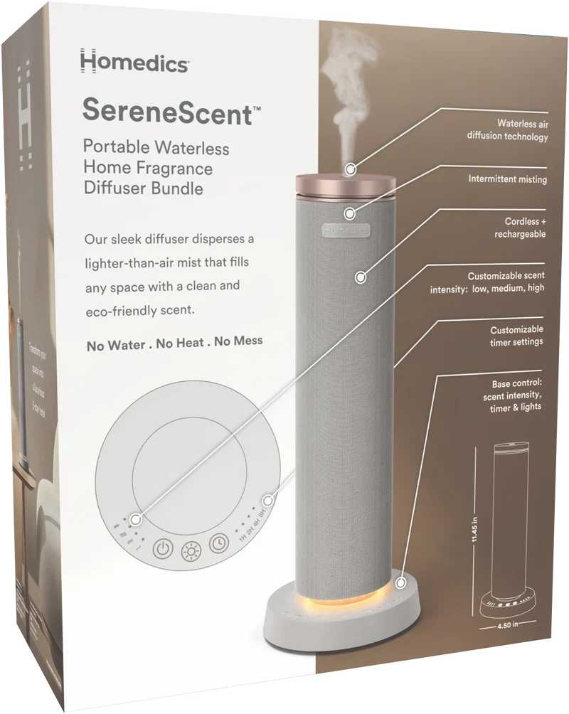 Homedics SereneScent Waterless & Wireless Diffuser Bundle
