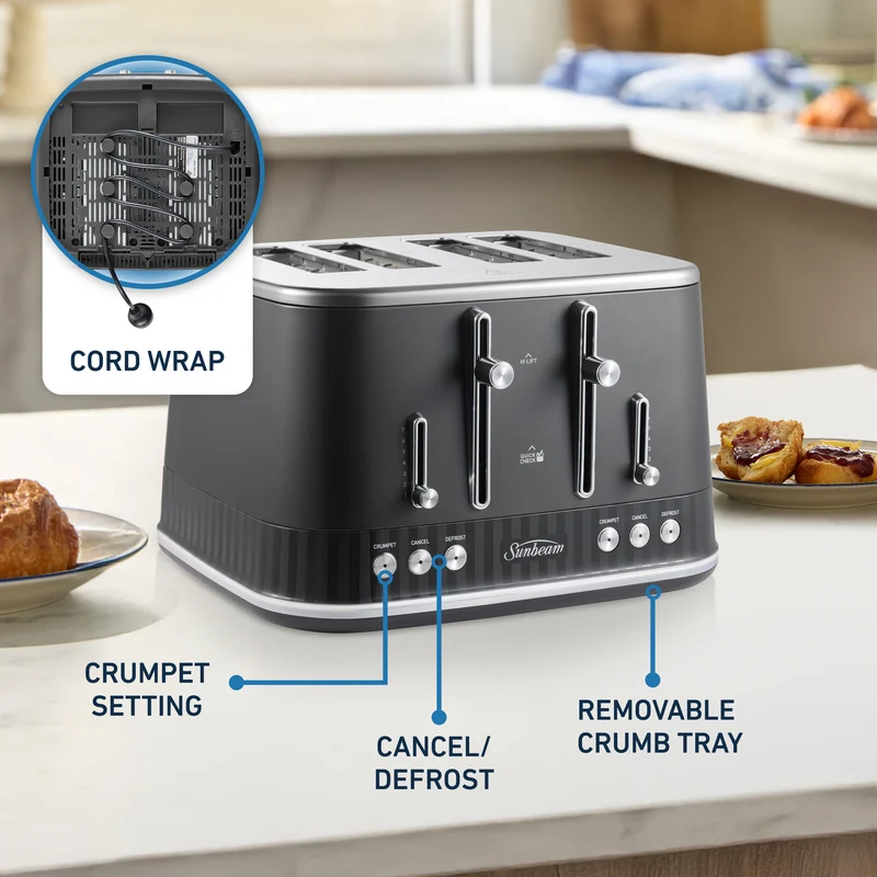 Sunbeam French Riviera 4 Slice Toaster Graphite