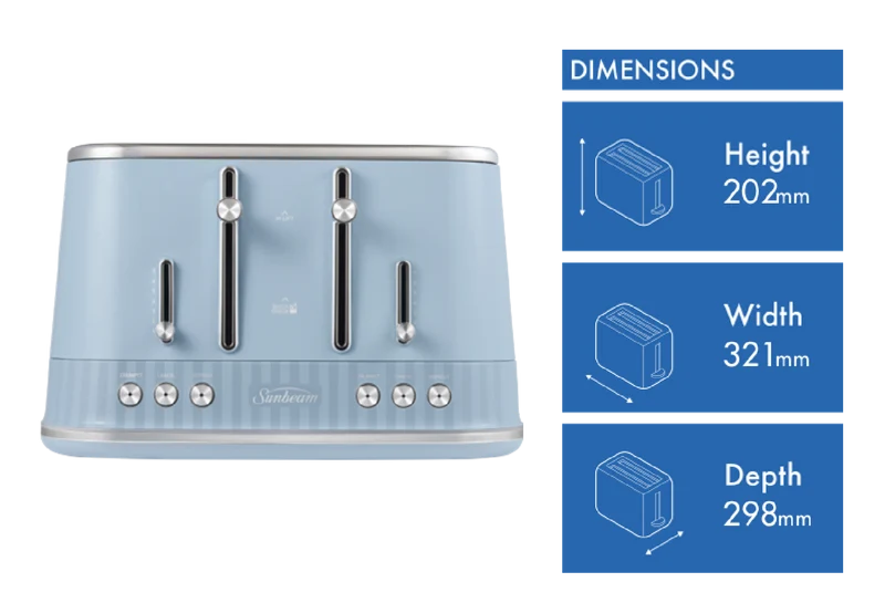 Sunbeam French Riviera 4 Slice Toaster Morning Haze