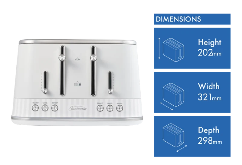 Sunbeam French Riviera 4 Slice Toaster White
