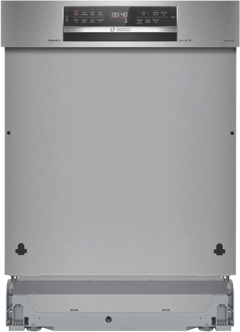 Bosch Series 8 60cm Semi Integrated Dishwasher, Tall Tub, Brushed Steel