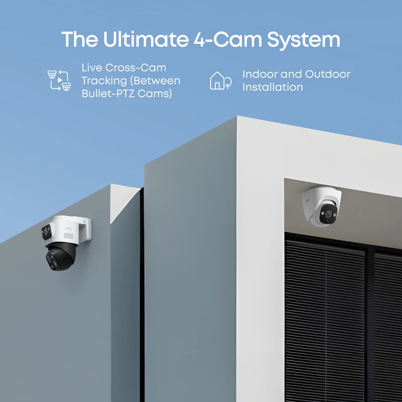eufy S4 NVR POE 24/7 Security System - 2 x PTZ + 2 x Turret Cameras