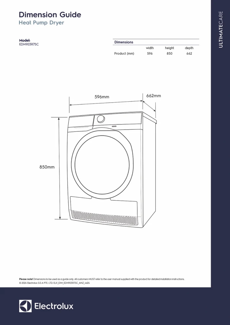 Electrolux 9kg Heat Pump Dryer