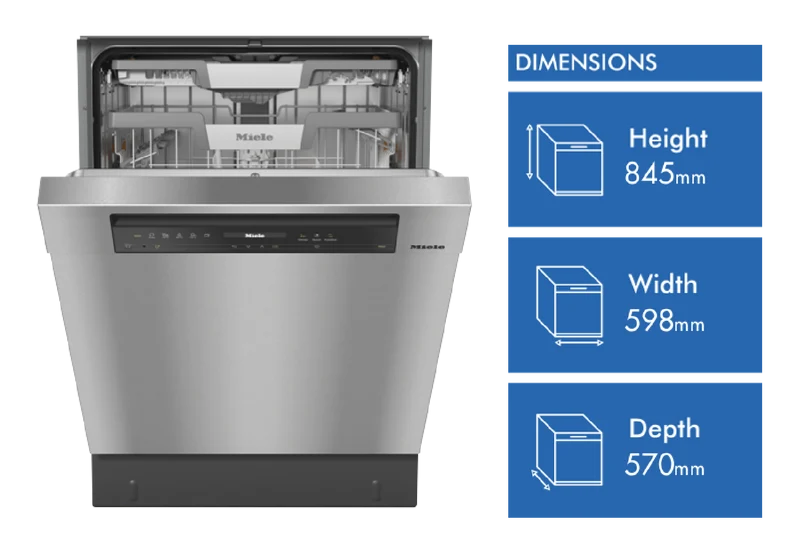 Miele 60cm XXL Built-Under Dishwasher with AutoOpen Drying and Automatic Dispensing PowerDisk CleanSteel