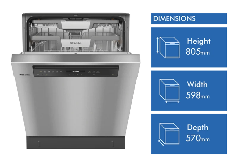 Miele 60cm Built-Under Dishwasher with AutoOpen Drying, Hygiene Programme and PowerDisk CleanSteel