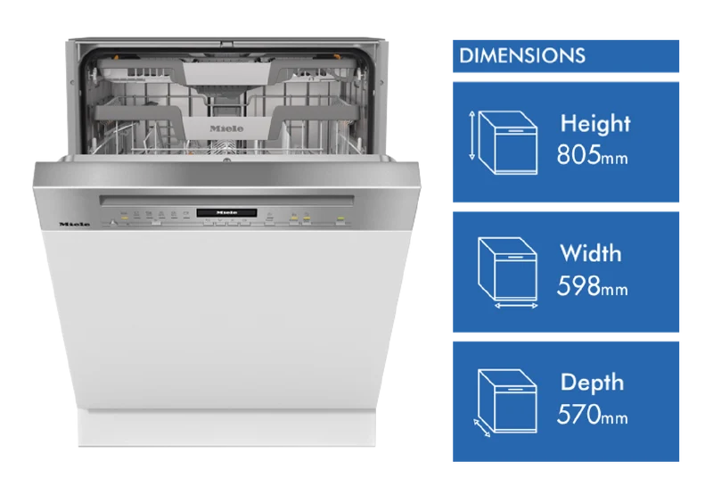 Miele 60cm Semi-Integrated Dishwasher with AutoOpen Drying and Automatic Dispensing PowerDisk CleanSteel Fascia