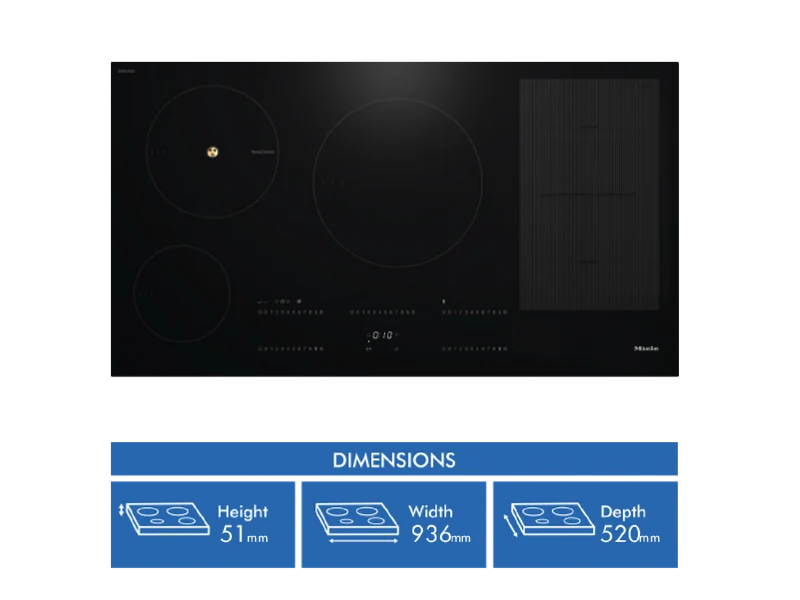 Miele 94cm Induction Cooktop with 1 PowerFlex Cooking Zone and Wi-Fi Connectivity
