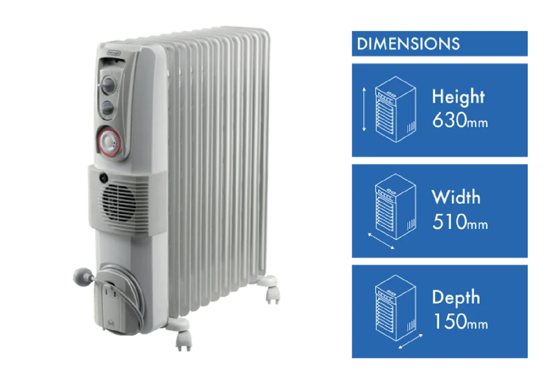 DeLonghi 2400W Thermo Oil Column Heater with Timer