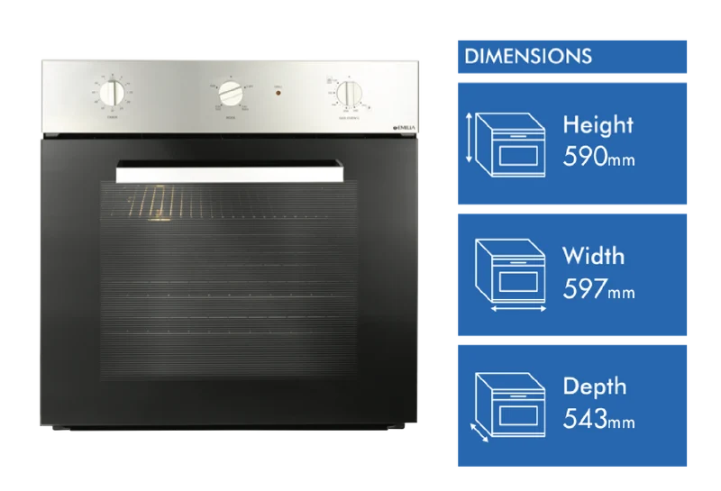 Emilia 60cm Gas Oven, Stainless Steel
