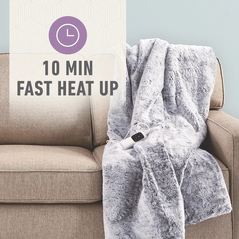 Sunbeam Feel Perfect Heated Throw Faux Fur