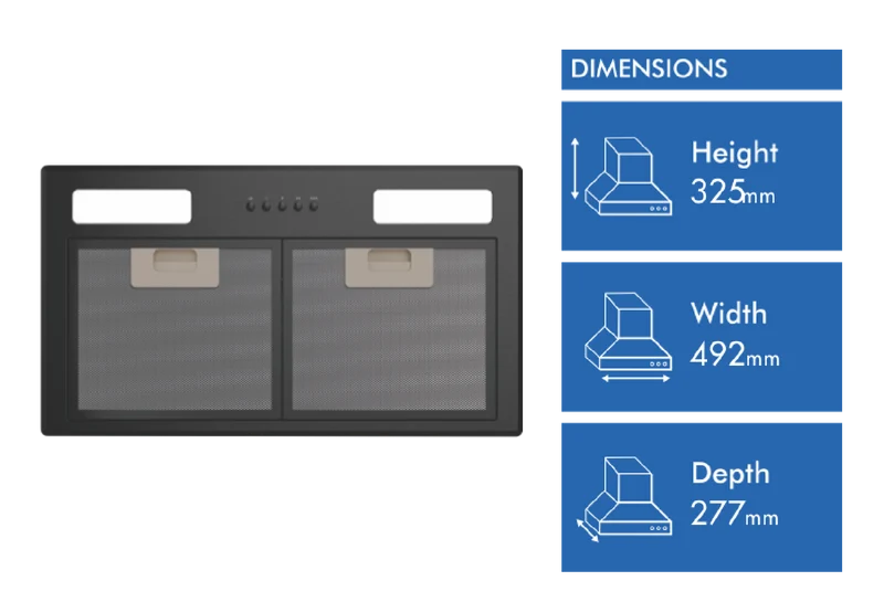 Haier 500 Series 60cm Integrated Insert Wall Rangehood, Black