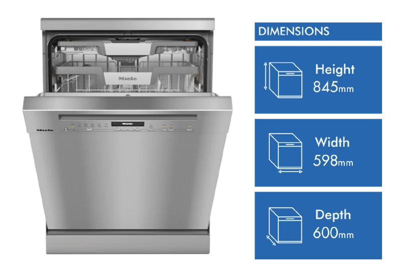 Miele 60cm Freestanding Dishwasher with AutoOpen Drying and Automatic Dispensing PowerDisk CleanSteel